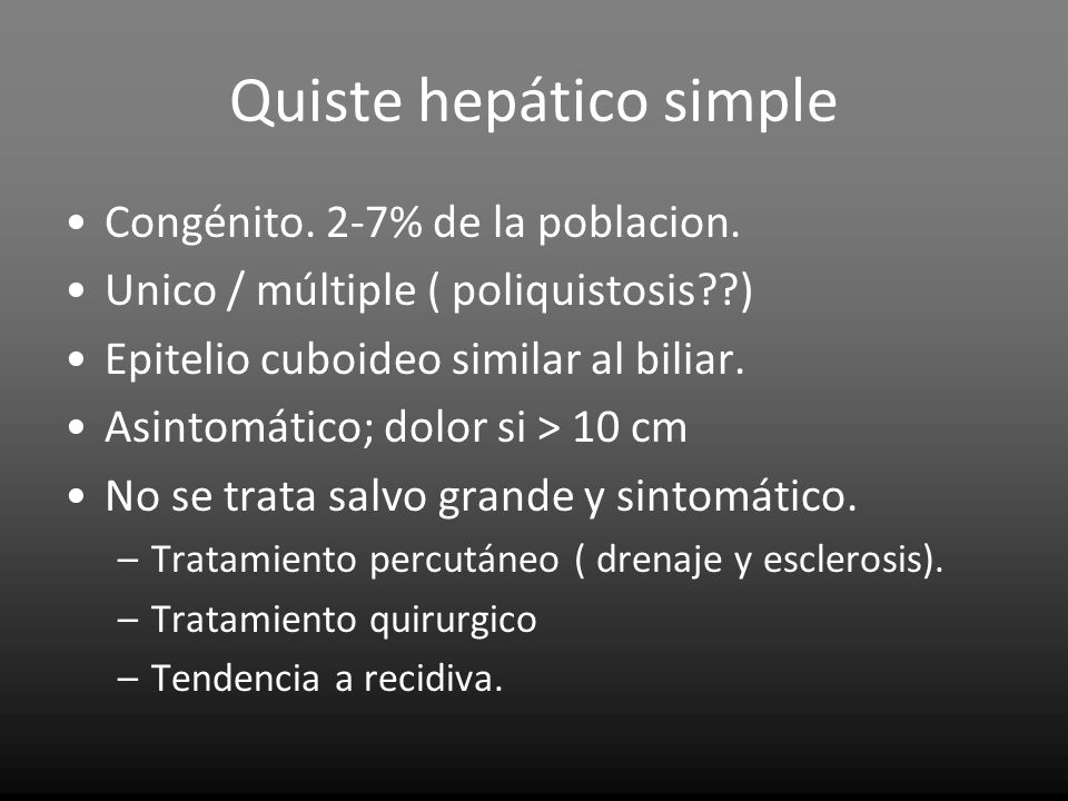Quiste hepatico sintomas